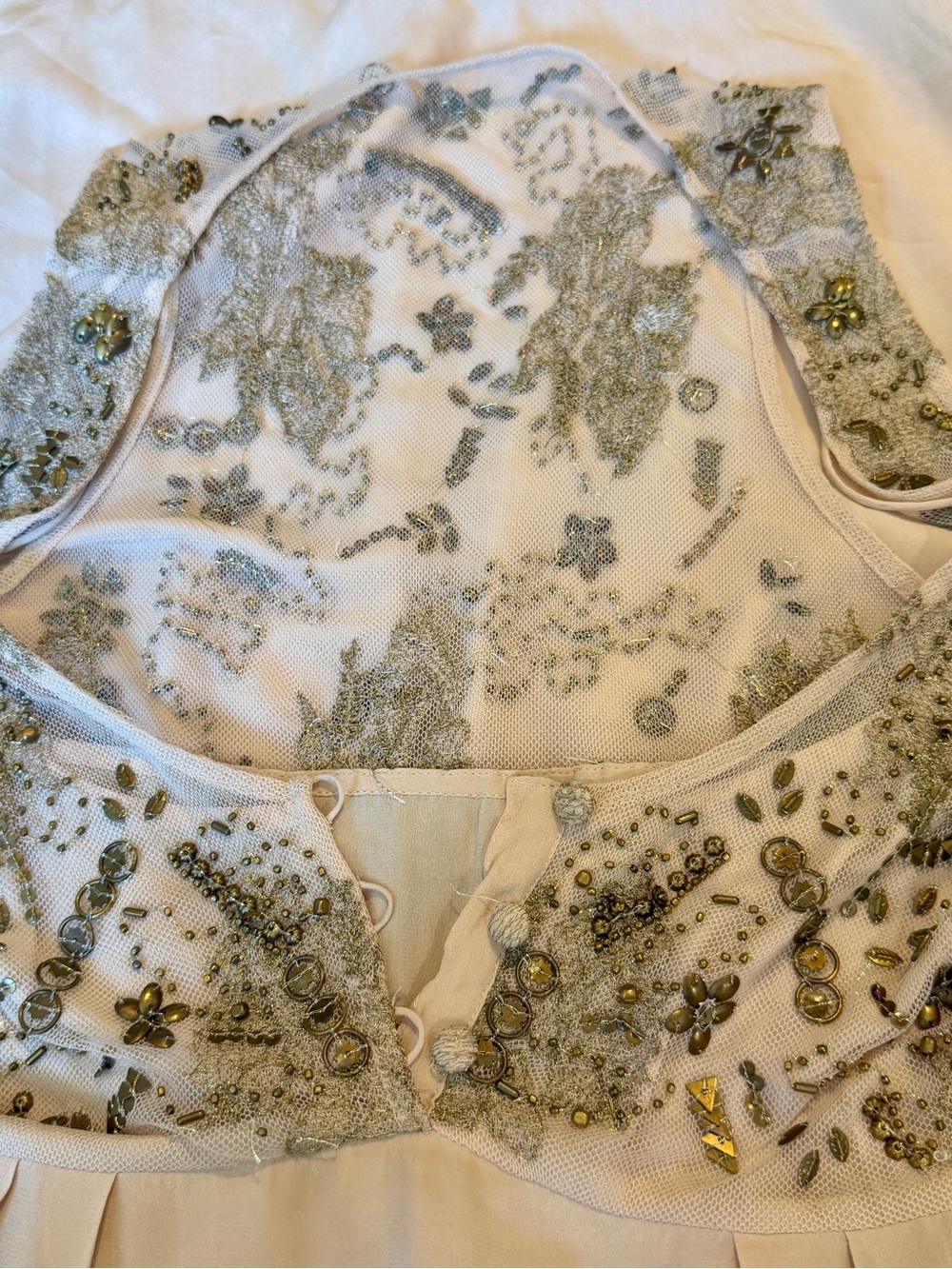 Anthropologie Lil Flickering Silk Beaded Babydoll Style Dress - Large - Picture 10 of 12